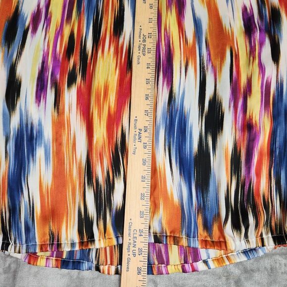 Chico's Blouse Womens XL (3) Bright Watercolor Peasant Smocked 3/4 Sleeve Gypsy - Picture 7 of 7